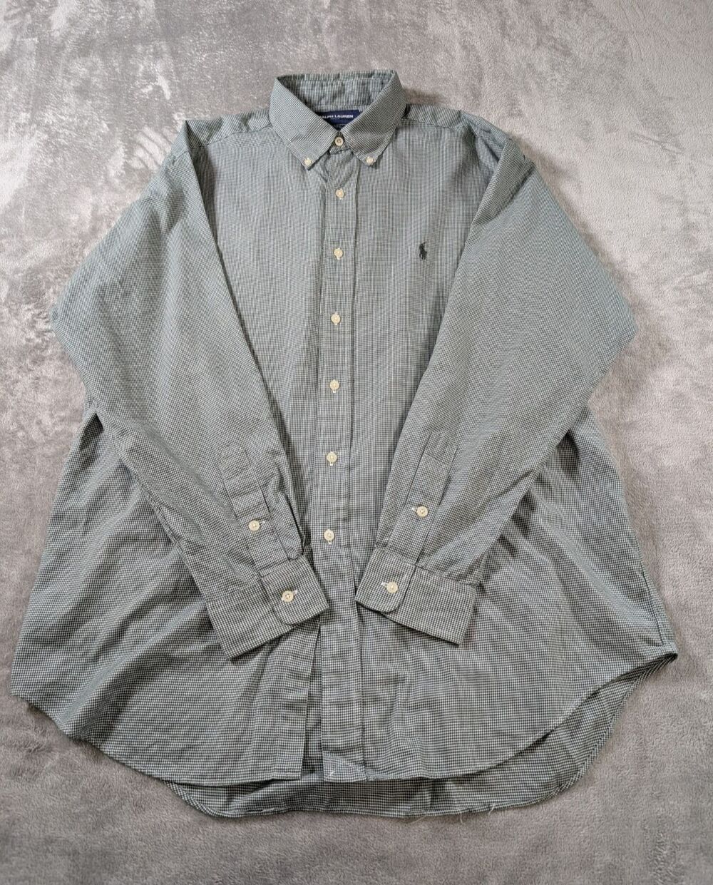 Ralph Lauren Golf Blake Fit Men's L Green Houndstooth Polo Button Down - Picture 4 of 8